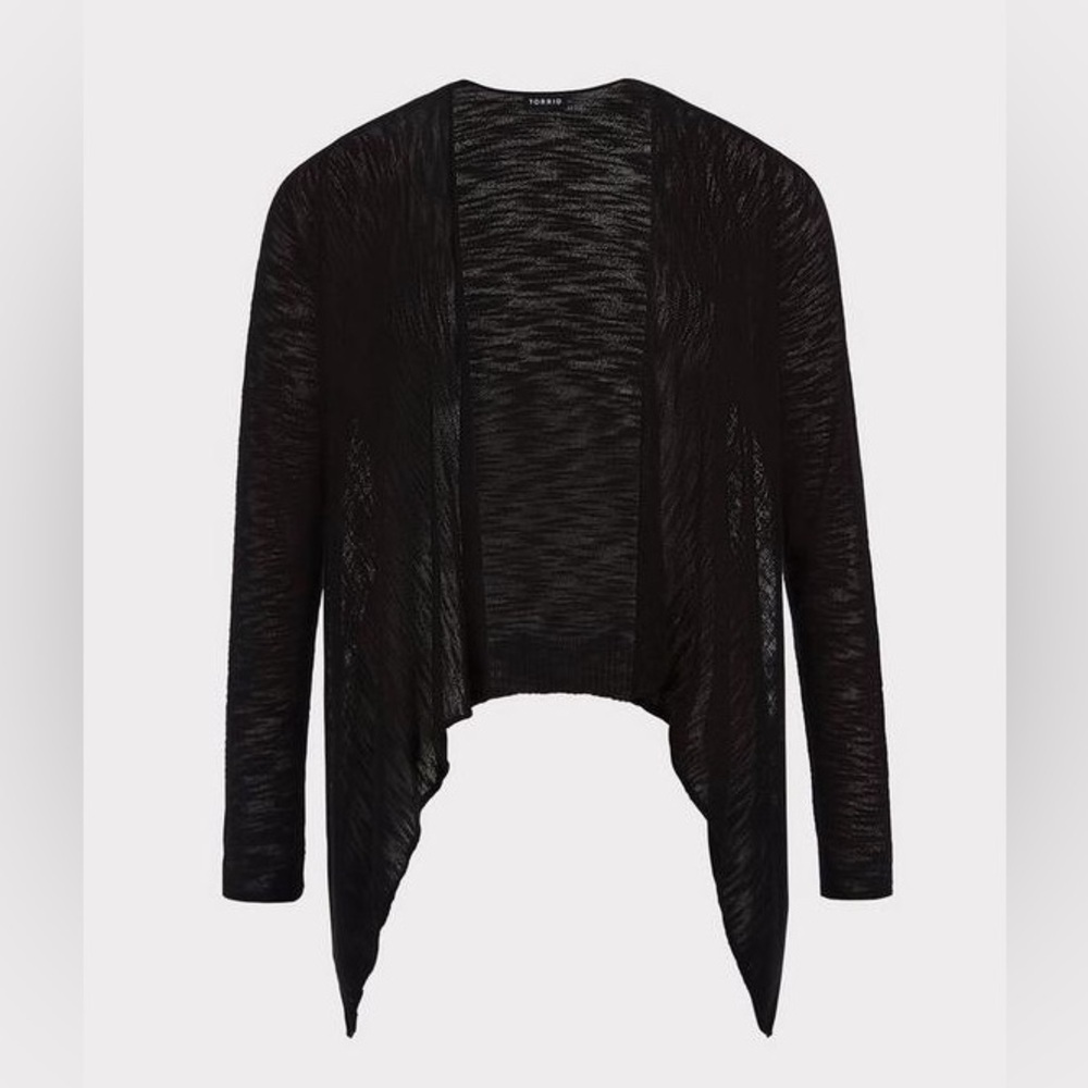 GUC Torrid Slub Knit Cardigan Drape Front Sweater, Size 0 (L/12), Black